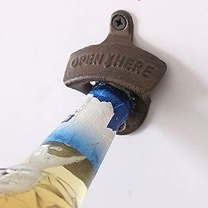 Rustic Cast Iron Wallmount "Open Here" Beer Bottle Opener